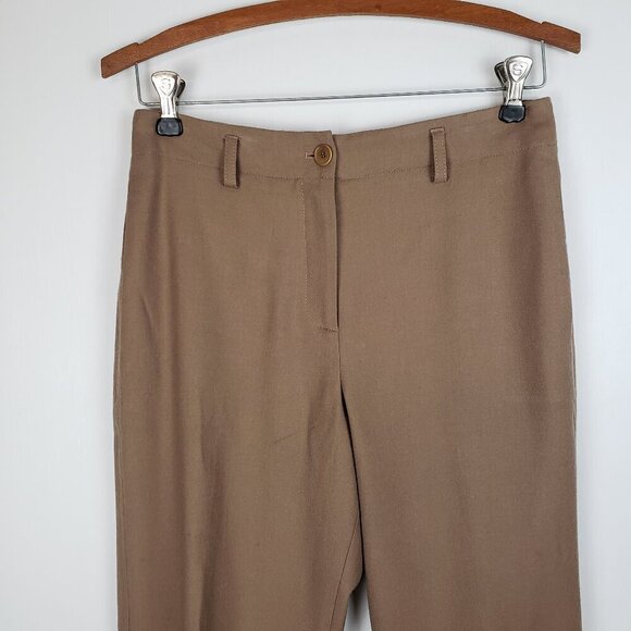 Akris Punto Dress Pants Mocha Brown Wool High Rise Tapered Leg Womens Size 6 - Picture 3 of 9